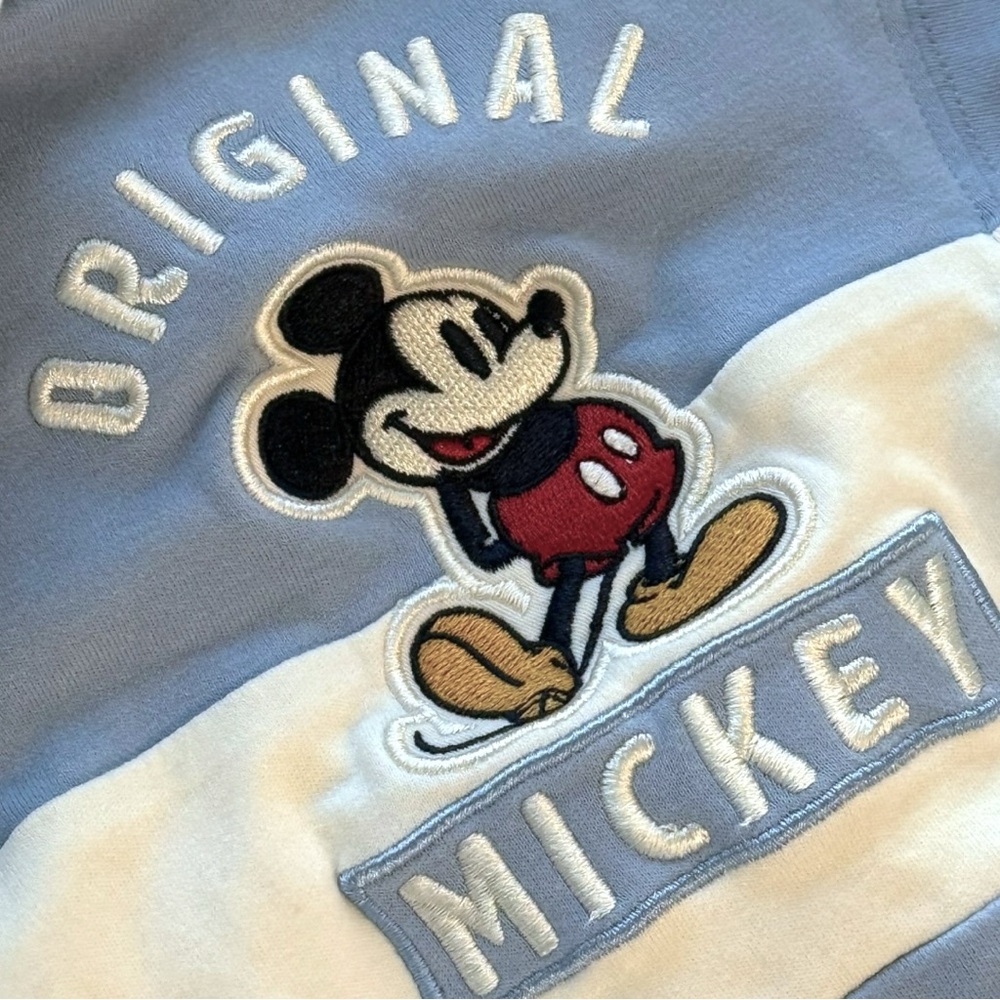 Disney Original Mickey Mouse Rugby Shirt Blue Cream Size XS 110 - Picture 4 of 9